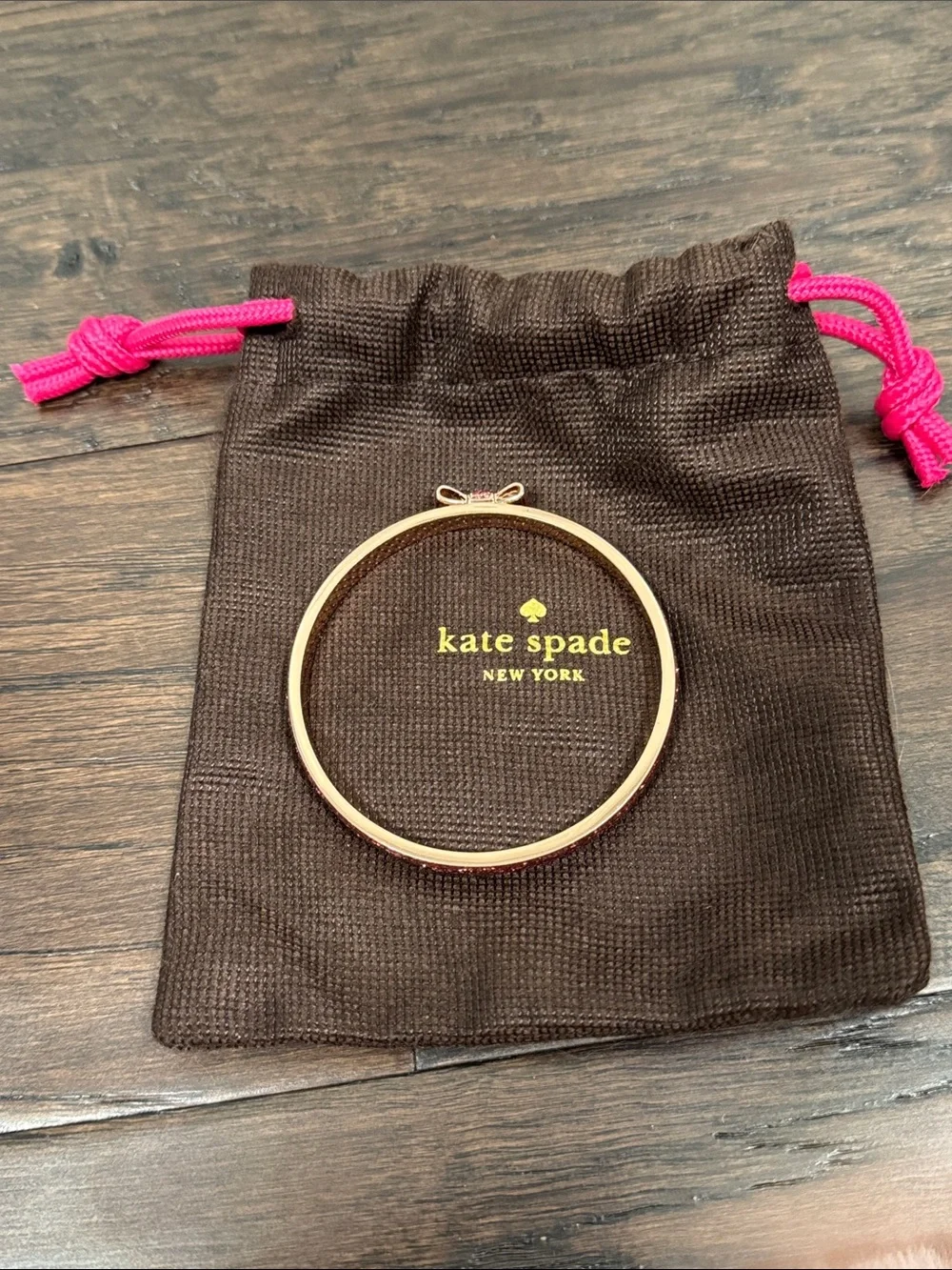 kate spade Rose Gold Glitter Bow Bangle Bracelet - Picture 3 of 6